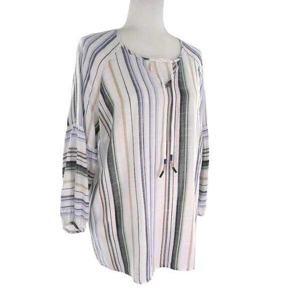 Tribal Jeans Striped Top Womens M White Resort‎ Wear Polished Night Out Casual - Picture 6 of 11